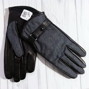 NWT Joseph Abboud Cashmere Grey and Black Leather Men’s Gloves Small $195